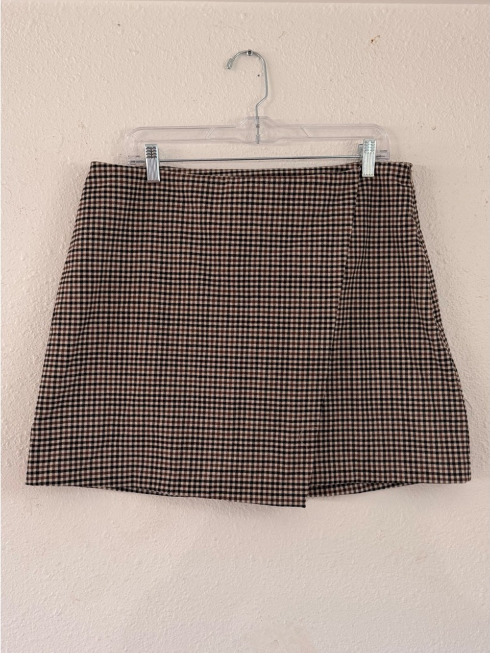 Brown & Black Houndstooth Mini Skirt
